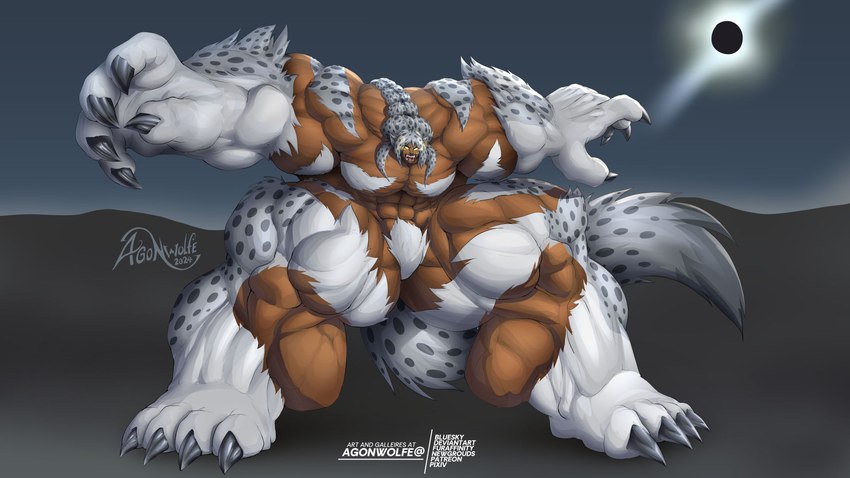 big_muscles biped claws dark_body dark_skin female fur grey_body grey_fur huge_muscles hyper hyper_muscles muscular overpower plantigrade solo white_body white_fur agonwolfe eclypse animal_humanoid felid felid_humanoid feline feline_humanoid humanoid mammal mammal_humanoid 16:9 hi_res widescreen