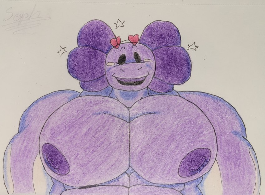 anthro big_muscles big_nipples big_pecs dot_eyes eyewear glasses heart_glasses huge_muscles huge_pecs hyper hyper_muscles hyper_pecs lips male muscular nipples pecs solo star thick_bottom_lip felineflustered seph_(felineflustered) amphibian axolotl marine mole_salamander salamander bust_portrait hi_res portrait traditional_media_(artwork)