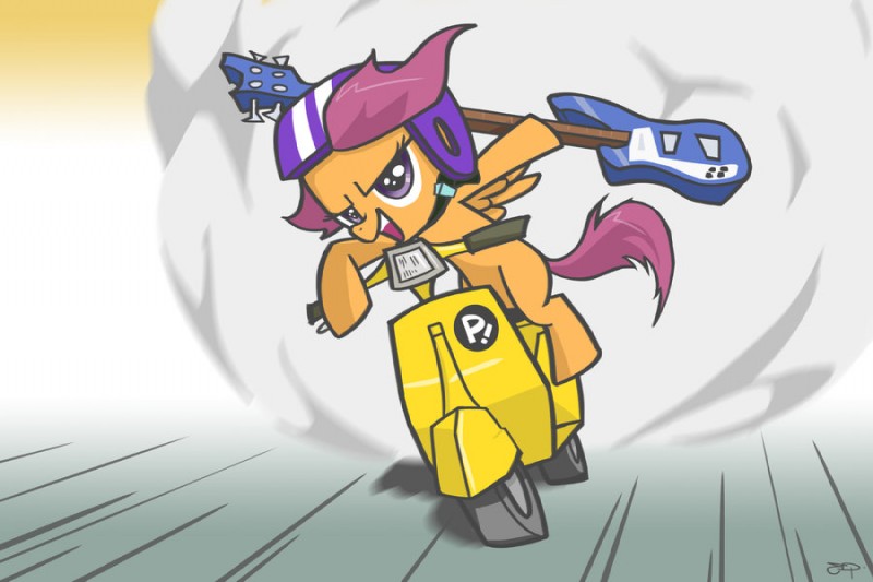 haruhara haruko and scootaloo (friendship is magic and etc) created by yikomega