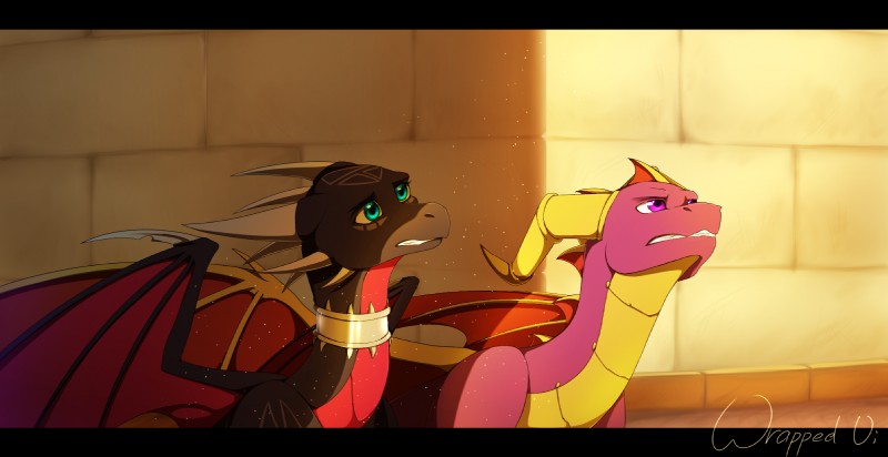 cynder and spyro (european mythology and etc) created by wrappedvi