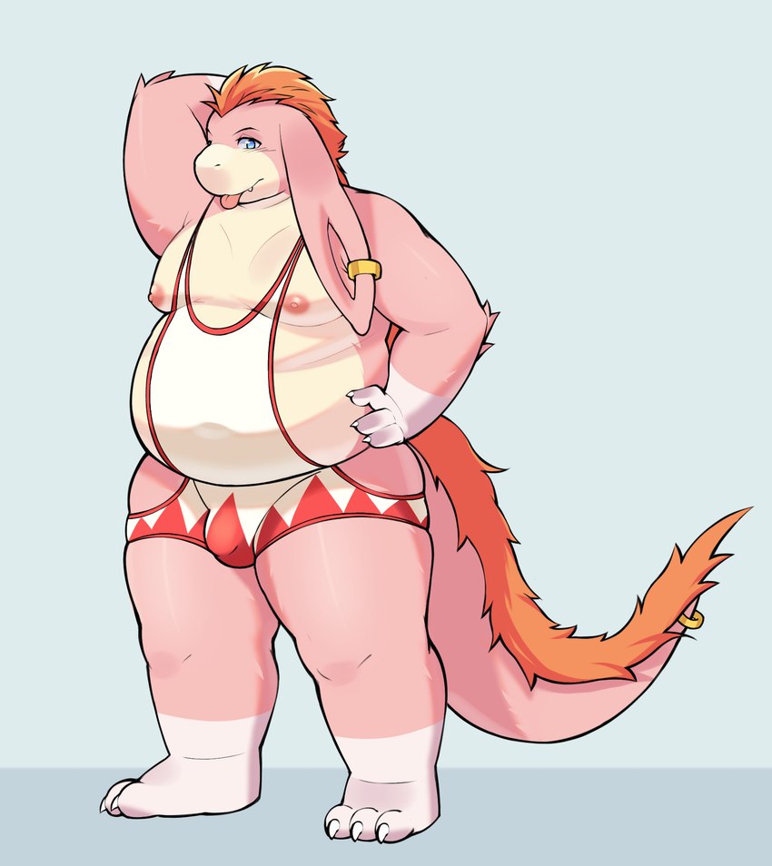 anthro belly big_ears blue_eyes claws clothed clothing fur hairy_tail ivalice kemono male moobs navel nipples overweight overweight_anthro overweight_male partially_clothed piercing pink_body pink_fur shirt solo tank_top thick_thighs tongue tongue_out topwear white_body white_fur wrestling_singlet yellow_body yellow_fur reiko_u final_fantasy final_fantasy_tactics_advance_2 final_fantasy_xii final_fantasy_xiv final_fantasy_xiv_(legacy) square_enix mage_(final_fantasy) nu_mou white_mage_(final_fantasy) 2024 absurd_res hi_res