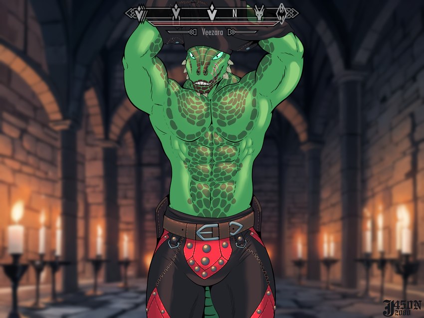 anthro clothing latex male muscular muscular_male solo suit the_dark_brotherhood undressing j450n2080 bethesda_game_studios microsoft skyrim the_elder_scrolls veezara argonian scalie 4:3 absurd_res hi_res