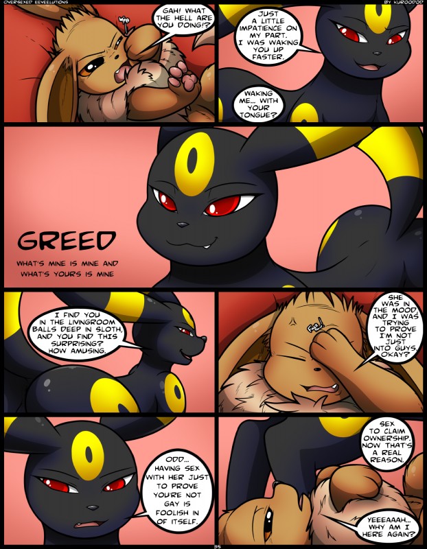 fan character, greed, and sam (oversexed eeveelutions and etc) created by kuroodod