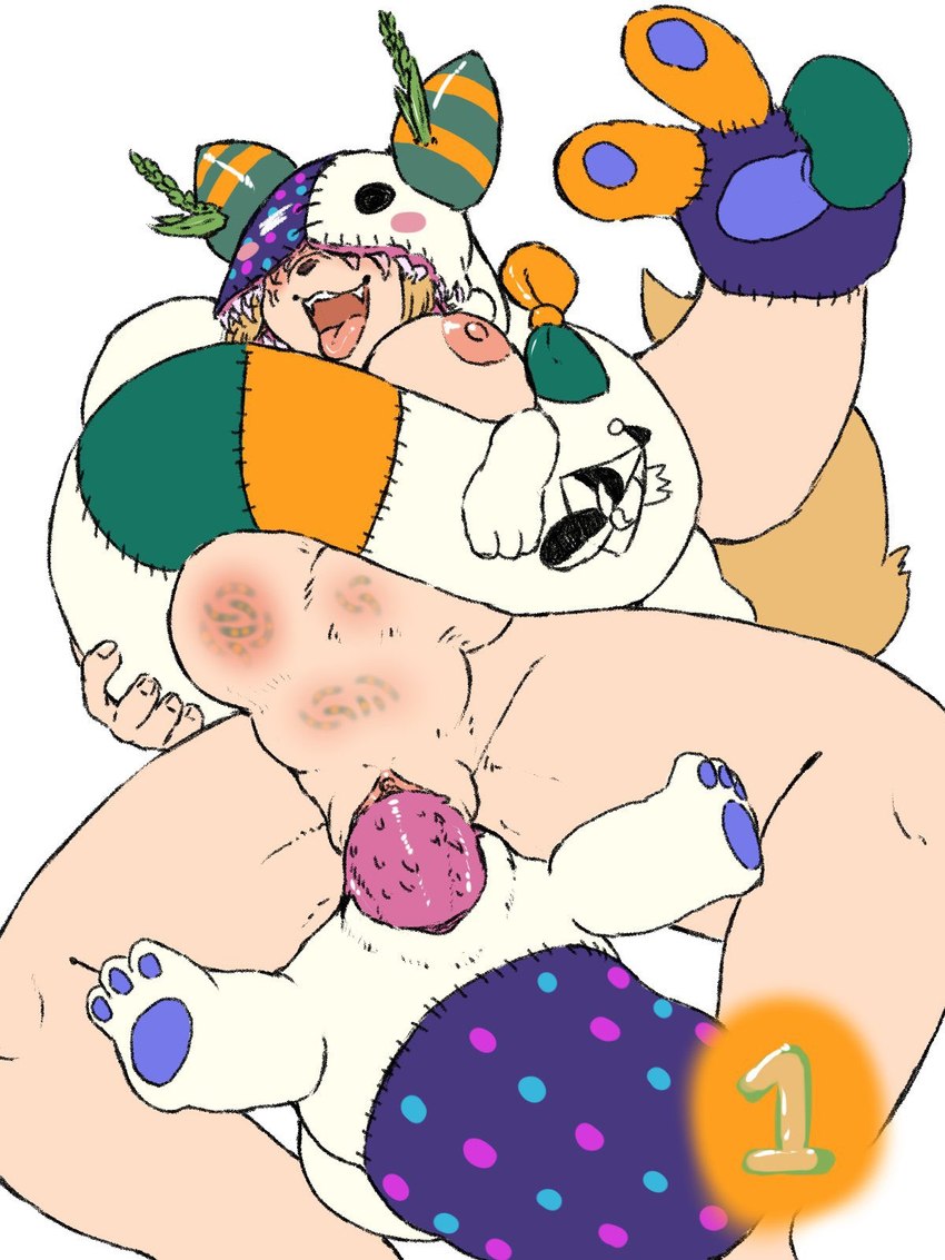 abdominal_bulge ahegao anthro big_breasts bound breasts duo female feral fusion looking_pleasured male male/female nude spread_legs spreading vaginal komenuka_inaho komenuka_inaho_(komenuka_inaho) canid canine canis domestic_dog fox mammal 3:4 hi_res