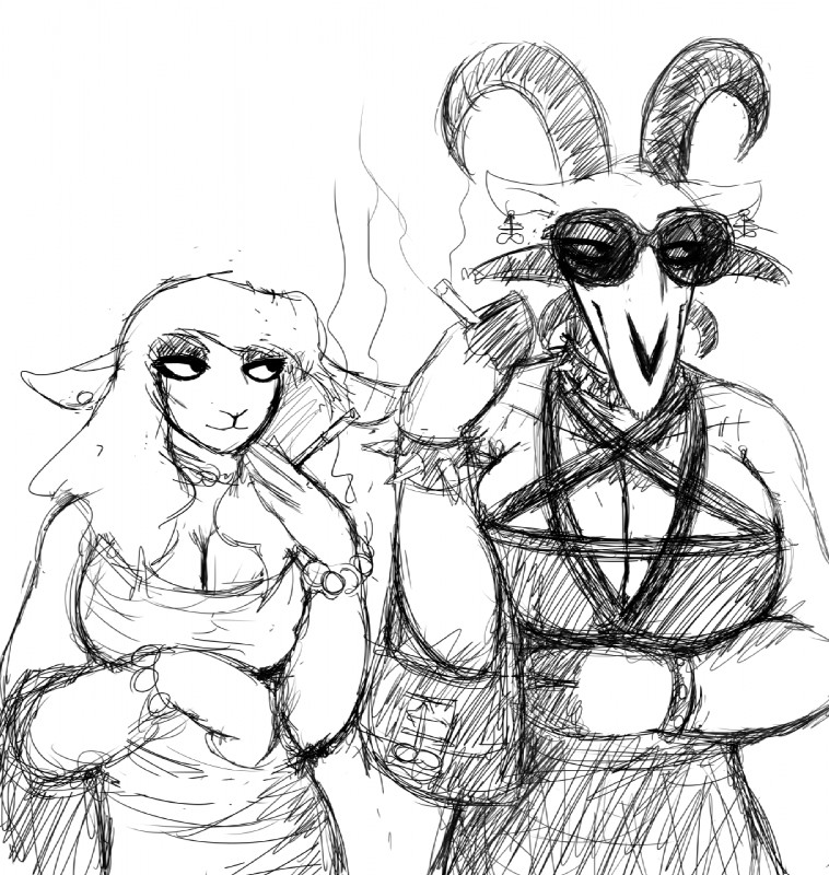 baphomet, jane doe, and lucy created by hladilnik