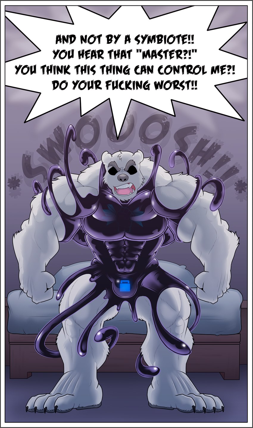 anthro clothing dialogue drone dronification fur goo_suit goo_transformation latex latex_clothing latex_skinsuit latex_transformation lock_bulge lock_symbol male muscular muscular_male null_bulge onomatopoeia pecs profanity rubber_clothing skinsuit solo sound_effects speech_bubble text tight_clothing transformation white_body white_fur rubberbuns frostbite_(rubberbuns) bear mammal polar_bear symbiote ursine 2022 comic english_text hi_res