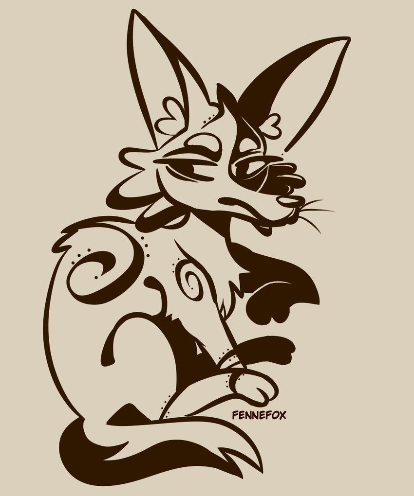 big_ears big_eyes feral fur long_mouth male minimalism negative_colors ornament simple_background small_tail solo stylish tail fennefox canid canine fennec_fox fox mammal true_fox 5:6 hi_res wallpaper