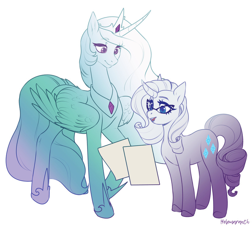 princess celestia and rarity (friendship is magic and etc) created by helemaranth