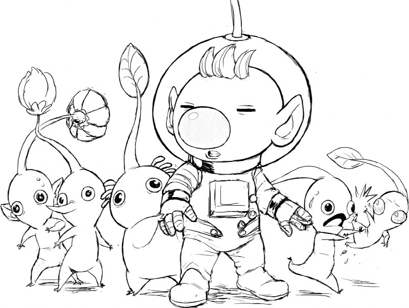 ambiguous_gender clothing group humanoid_pointy_ears male open_mouth plant pointy_ears spacesuit teevo nintendo pikmin olimar alien blue_pikmin elemental_creature flora_fauna humanoid pikmin_(species) purple_pikmin red_pikmin white_pikmin yellow_pikmin 2017 monochrome