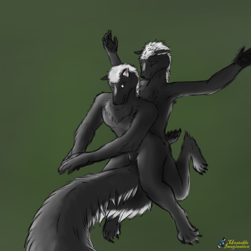 anthro duo fur male merging nude transformation unstableimagination brandon_(trebor) jason_(trebor) mammal mephitid skunk 1:1