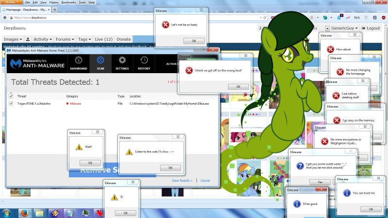 artificial_intelligence computer_virus_(program) desktop dialogue female feral ponification screencap solo text window_(computing) badumsquish dtkraus derpibooru firefox hasbro microsoft microsoft_windows mozilla my_little_pony windows_7 elkie.exe fan_character computer_virus_(species) digital_creature earth_pony equid equine horse mammal pony 16:9 2016 digital_media_(artwork) english_text hi_res widescreen