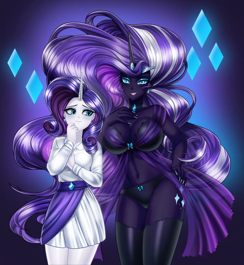 nightmare rarity and rarity (my little pony (idw) and etc) created by racoon-kun and third-party edit