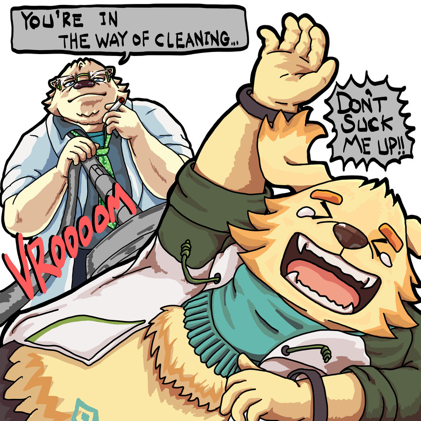 anthro bodily_fluids cleaning clothing crying duo hoodie humanoid_hands kemono male necktie scarf shirt slightly_chubby tears text topwear nigauritaruto lifewonders shirokuma_cafe tokyo_afterschool_summoners cu_sith_(tas) leib_(tas) bear canid canine canis domestic_dog mammal polar_bear ursine 1:1 2020 english_text hi_res