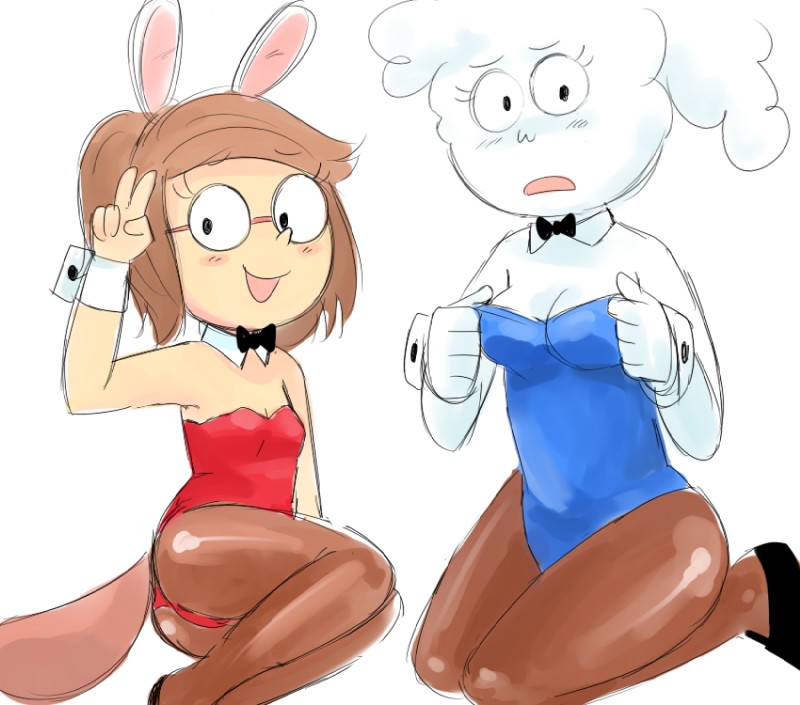 Eileen From Regular Show Porn - e621 aipiepo animal_humanoid animate_inanimate anthro blush bow_tie breasts  brown_hair bunny_costume cartoon_network cleavage clothed clothing cloud ...