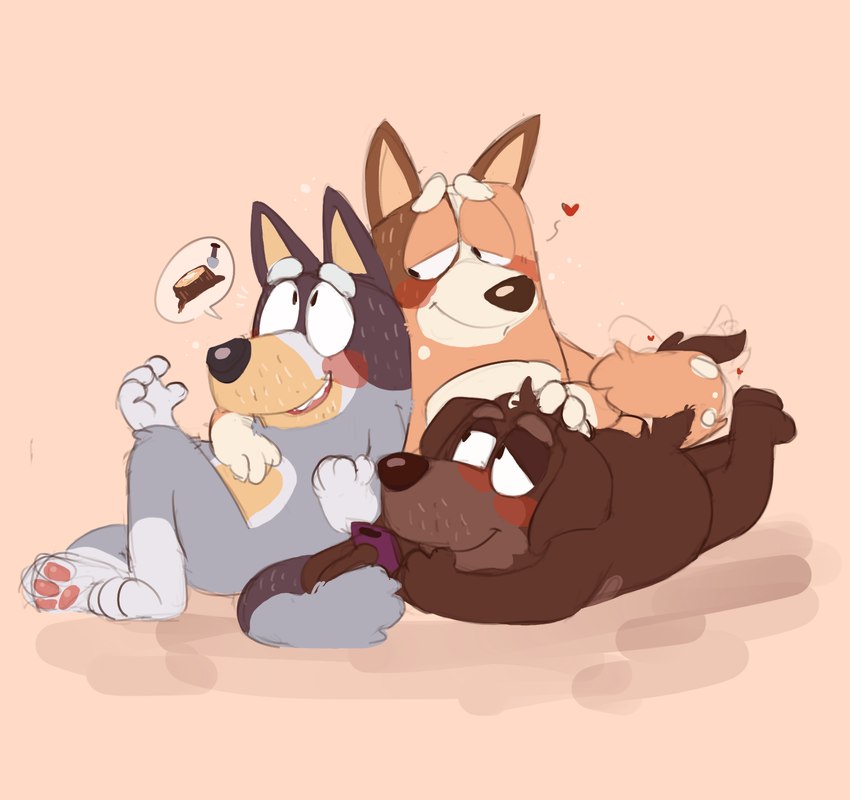 bandit heeler, chilli heeler, and fido (bluey (series)) created by shaibey