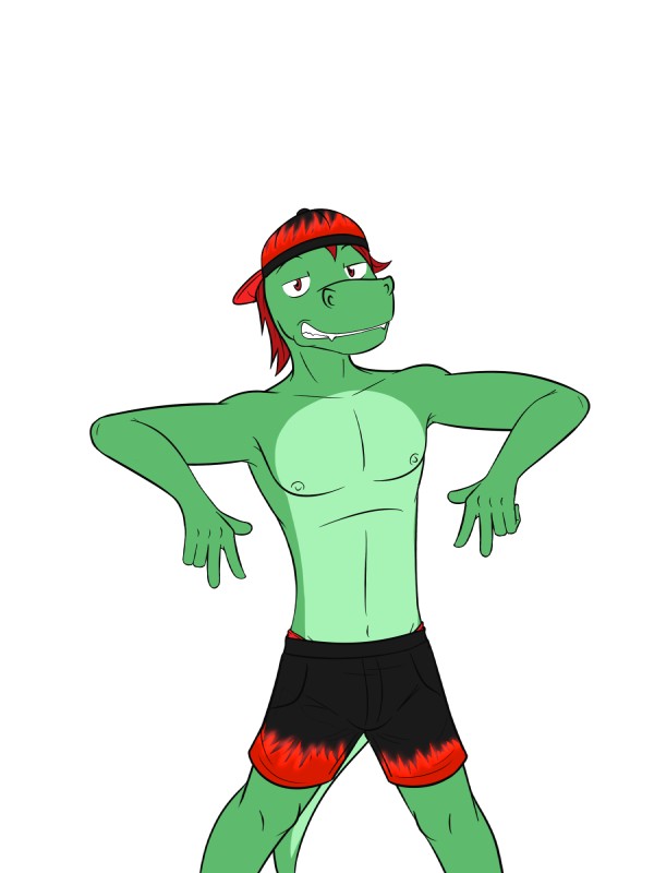 anthro clothed clothing hat headgear headwear male solo topless fuze texnatsu diego_abel alligator alligatorid crocodilian reptile scalie 3:4 hi_res