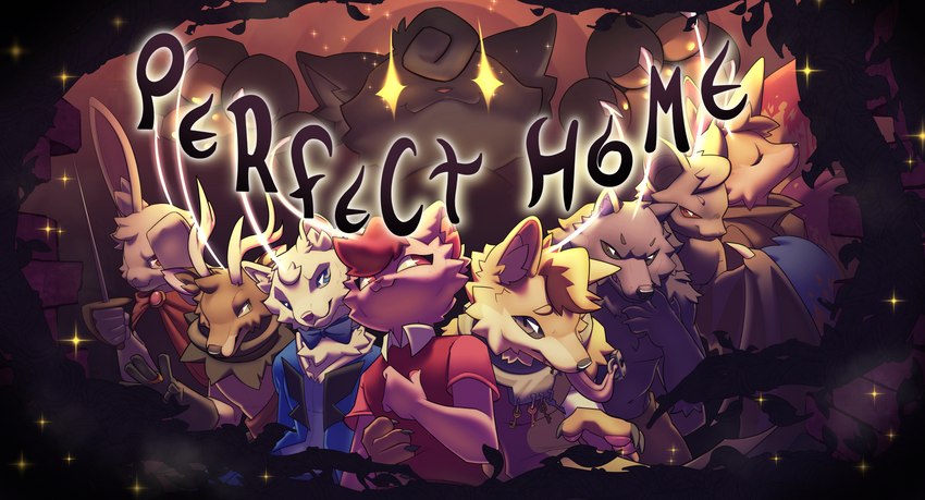 anthro banner_image dizzymilky perfect_home citrine_(hypnocatto) felicity_(hypnocatto) locke_(hypnocatto) canid canine canis deer felid feline fox lagomorph leporid mammal mustelid musteline rabbit stoat true_musteline weasel wolf absurd_res cover_art hi_res