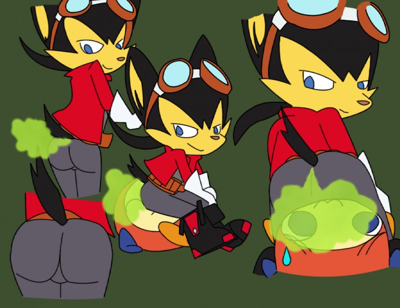 anthro big_butt bubble_butt butt duo facesitting fart looking_back male presenting sitting_on_another smile shylombax_(artist) bandai_namco klonoa_(series) guntz canid canine canis mammal wolf digital_media_(artwork)