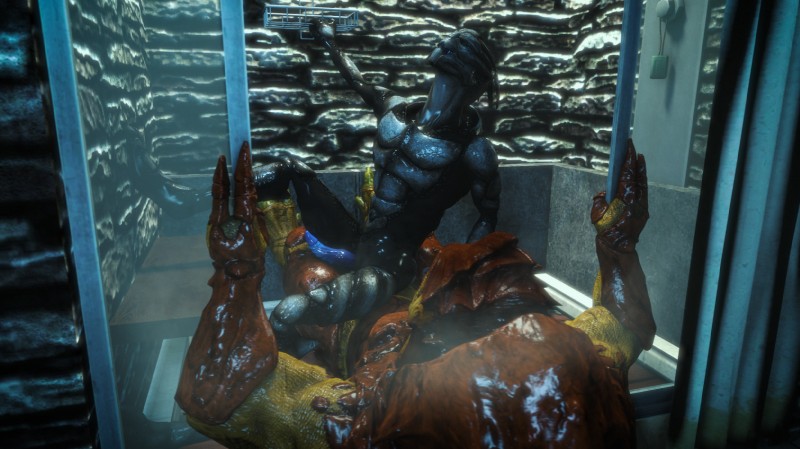 anal anal_penetration duo genitals male male/male male_penetrated male_penetrating male_penetrating_male muscular muscular_male penetration penis sex shower sitting wet rooking bioware electronic_arts mass_effect alien krogan turian 3d_(artwork) digital_media_(artwork) hi_res