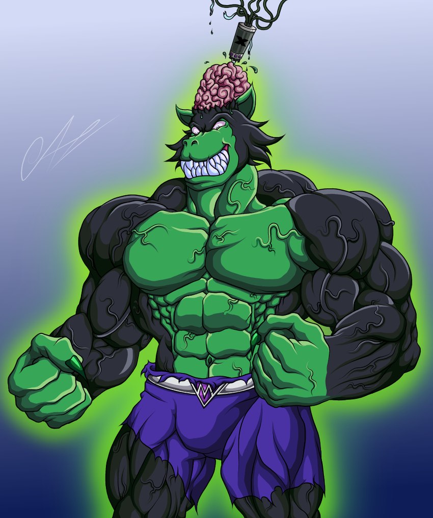 abs anthro arms big_muscles brain bulge cape claws clothing growth hair huge_muscles male meta muscular organs outline pecs scientific_experiment smile smirk solo transformation vein morkzaytf9 cartoon_network mojo_jojo ape chimpanzee haplorhine mammal monkey pan_(genus) primate