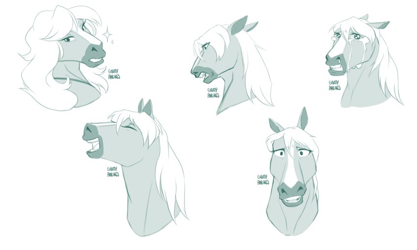 bodily_fluids crying emotion_chart female feral happy looking_at_viewer open_mouth open_smile sad simple_background smile solo tears text tongue white_background smutty_pancakes centaurworld netflix horse_(centaurworld) equid equine horse mammal 5:3 english_text hi_res monochrome