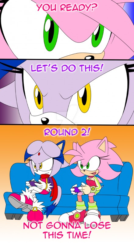 anthro bindi duo female fur green_eyes pink_body pink_fur purple_body purple_fur text yellow_eyes sonicguru sega sonic_the_hedgehog_(series) fan_character domestic_cat eulipotyphlan felid feline felis hedgehog mammal english_text hi_res