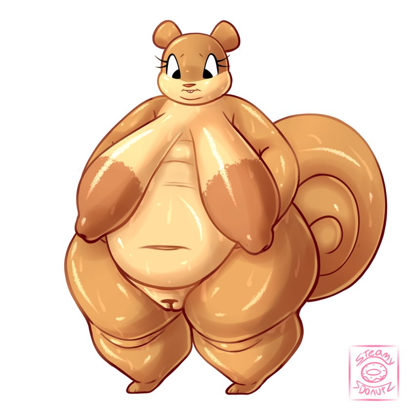 anthro areola big_areola big_breasts big_butt big_tail bodily_fluids breasts brown_body brown_fur buckteeth butt chubby_cheeks double_chin eyelashes fat_rolls female flabby_arms fur genitals glistening glistening_body huge_areola huge_breasts hyper lifting_belly looking_down morbidly_obese navel nipples obese obese_anthro obese_female overweight overweight_anthro overweight_female pink_nose plump_labia pussy sagging_breasts solo sweat tail tan_body tan_fur teeth thick_thighs weight_gain worried worried_look steamydonutz nickelodeon spongebob_squarepants sandy_cheeks mammal rodent sciurid tree_squirrel 1:1 2023 absurd_res hi_res signature watermark