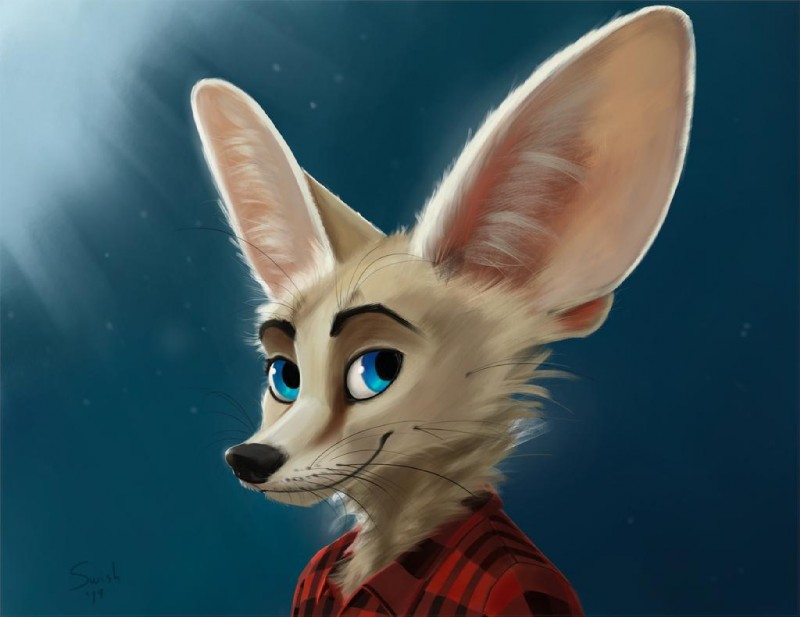 anthro black_nose blue_background eyebrows male simple_background smile solo whiskers swish canid canine fennec_fox fox mammal true_fox 2019 digital_media_(artwork) headshot_portrait portrait