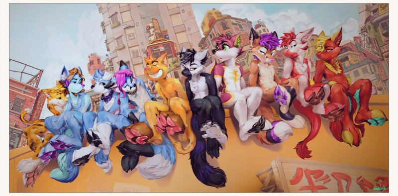 anthro border city fur group hair large_group nightclub outside pawpads paws smile tail white_border oselotti mythology beryll jz-jake kigufox kyota_(steviemaxwell) kyota_wuskers_(djkyota) kyota_wuskers_(steviemaxwell) nyaaa_foxx oselotti_(character) raines_(endurethestorm) rikku_(maika_venn) skyler_ringtail stefan_(steviemaxwell) canid canine canis domestic_cat domestic_dog dragon felid feline felis fox furred_dragon furred_scalie husky lemur mammal mythological_creature mythological_scalie nordic_sled_dog primate ring-tailed_lemur scalie spitz strepsirrhine hi_res