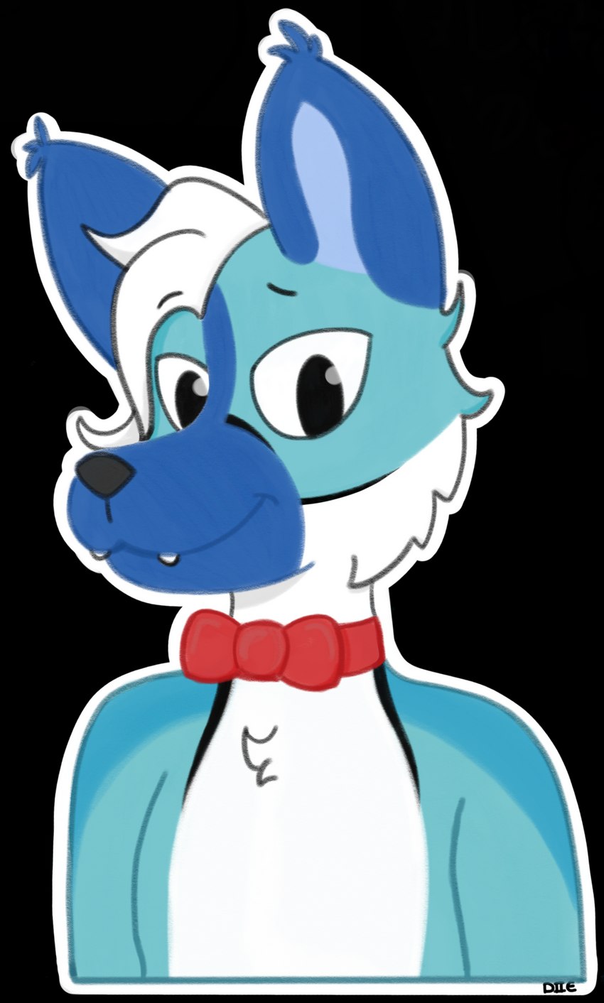 anthro black_eyes blue_ears blue_snout bow_tie chest_tuft head_tuft male solo tuft white_cheeks white_chest dyiing flolo canid canine canis domestic_dog mammal alpha_channel hi_res