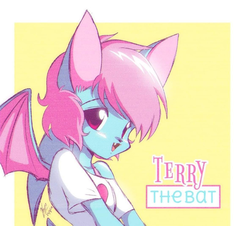 anime_eyes anime_style blue_body femboy fur hair pink_eyes pink_hair wings terry_bat bat mammal 2020 digital_media_(artwork)