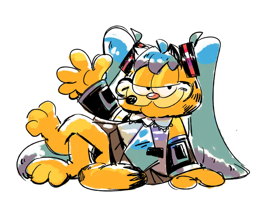 garfield the cat and hatsune miku (garfield (series) and etc) created by cigardoesart