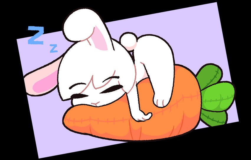 anthro female fur purple_background simple_background sleeping solo transparent_background white_body white_fur starbirbz carrots_(starbirbz) lagomorph leporid mammal rabbit 2018 alpha_channel