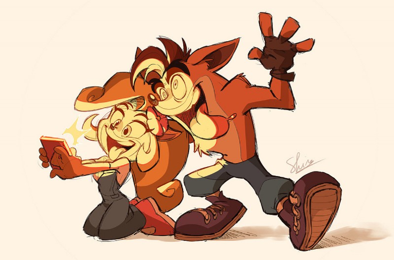 coco bandicoot and crash bandicoot (crash bandicoot (series) and etc) created by shira-hedgie