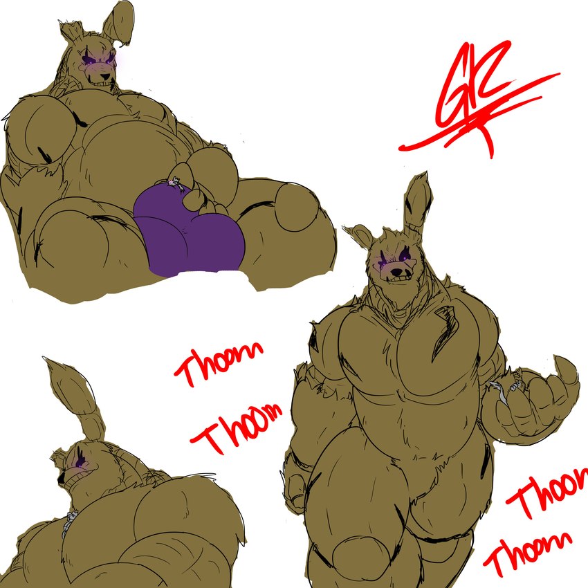 anthro balls_outline barazoku between_pecs biceps big_bulge blush bulge carrying_another carrying_partner clothed clothing detailed_bulge duo extreme_size_difference featureless_crotch fur genital_outline green_body green_fur machine macro male male/male muscular muscular_anthro muscular_male muscular_thighs onomatopoeia pecs purple_eyes quads size_difference smile sound_effects teeth text thick_thighs underwear underwear_only walking grilder123 five_nights_at_freddy's five_nights_at_freddy's_3 mythology scottgames grilder_(character) springtrap_(fnaf) animatronic dragon lagomorph leporid mammal mythological_creature mythological_scalie rabbit robot scalie 1:1 2023 absurd_res digital_media_(artwork) hi_res sketch