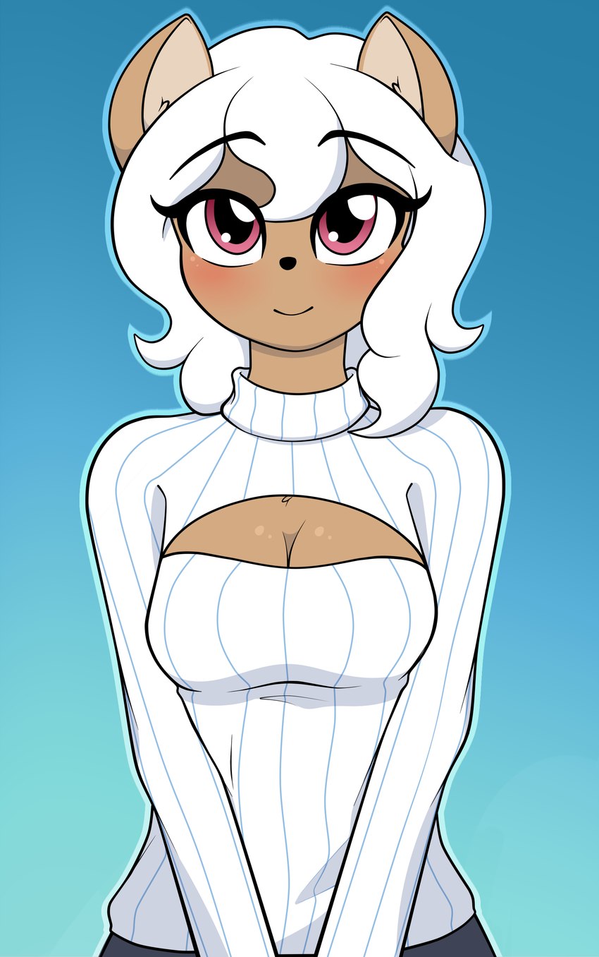 anthro blush breasts cleavage cleavage_cutout clothed clothing cutout female keyhole_turtleneck looking_at_viewer solo sweater topwear turtleneck sourlemonade eris_mink mammal mink mustelid musteline true_musteline 2015 absurd_res hi_res