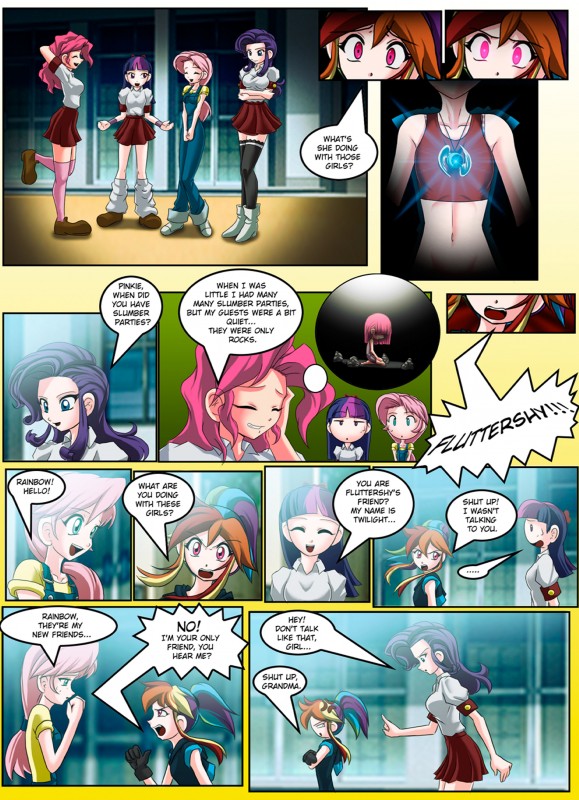 alternate_species bra_strap clothed clothing dialogue female greeting group hair humanized multicolored_hair purple_hair rainbow_hair text two_tone_hair mauroz friendship_is_magic hasbro my_little_pony fluttershy_(mlp) pinkie_pie_(mlp) rainbow_dash_(mlp) rarity_(mlp) twilight_sparkle_(mlp) human mammal absurd_res comic english_text hi_res