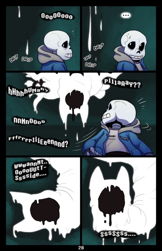 bone dialogue duo ellipsis skeleton slime solo_focus text absolutedream undertale undertale_(series) endogeny sans_(undertale) amalgamate animated_skeleton undead comic digital_media_(artwork) english_text hi_res