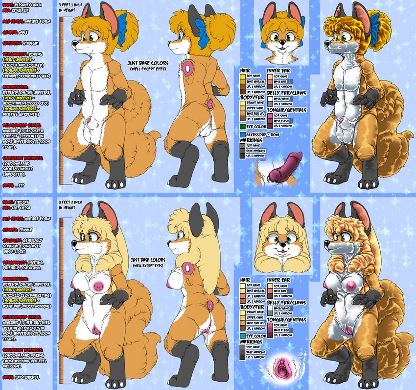 3_toes 5_fingers accessory animal_genitalia animal_penis anthro anus areola arm_markings balls biped black_ears black_markings black_nose blonde_hair blue_bow blue_eyes blue_ribbon bow_(feature) bow_accessory bow_ribbon breasts brown_body brown_fur butt canine_genitalia canine_penis claws clitoris color_swatch countershade_face countershade_legs countershade_neck countershade_torso countershading duo erection eyelashes facial_tuft feet female finger_claws fingers fluffy fluffy_tail fully_sheathed fur genitals gloves_(marking) green_eyes hair hair_accessory hair_bow hair_ribbon humanoid_genitalia humanoid_pussy information knot leg_markings long_hair male markings measurements multicolored_body multicolored_fur nipples nude open_mouth penis pink_areola pink_inner_ear plushie-like ponytail pussy ribbons sheath smile socks_(marking) sparkling_background tail text tied_hair toe_claws toes tuft white_body white_claws white_countershading white_fur kitsune_youkai firecat kit_(kitsune_youkai) canid canine fox mammal red_fox true_fox 2022 character_name digital_media_(artwork) english_text hi_res model_sheet shaded brother_(lore) brother_and_sister_(lore) sibling_(lore) sister_(lore)