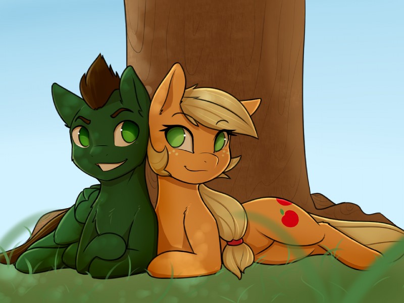 applejack and fan character (friendship is magic and etc) created by pudgeruffian