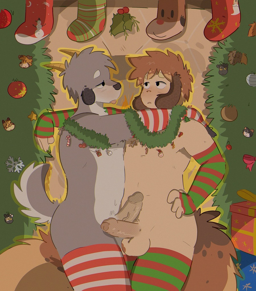 anthro balls blush duo erection foreskin genitals holidays horn humanoid_genitalia humanoid_penis male male/male mostly_nude penis tongue tongue_out beez christmas alex_(beez) bran_(beez) david_(beez) robby_(beez) roth_(beez) stan_(beez) canid canine canis domestic_cat domestic_dog felid feline felis mammal 2021