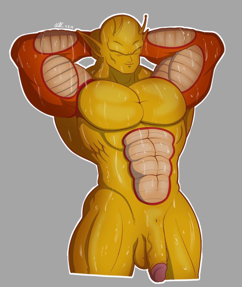 balls genitals male muscular nude penis solo wet wet_body dummydurzz dragon_ball orange_piccolo piccolo namekian hi_res