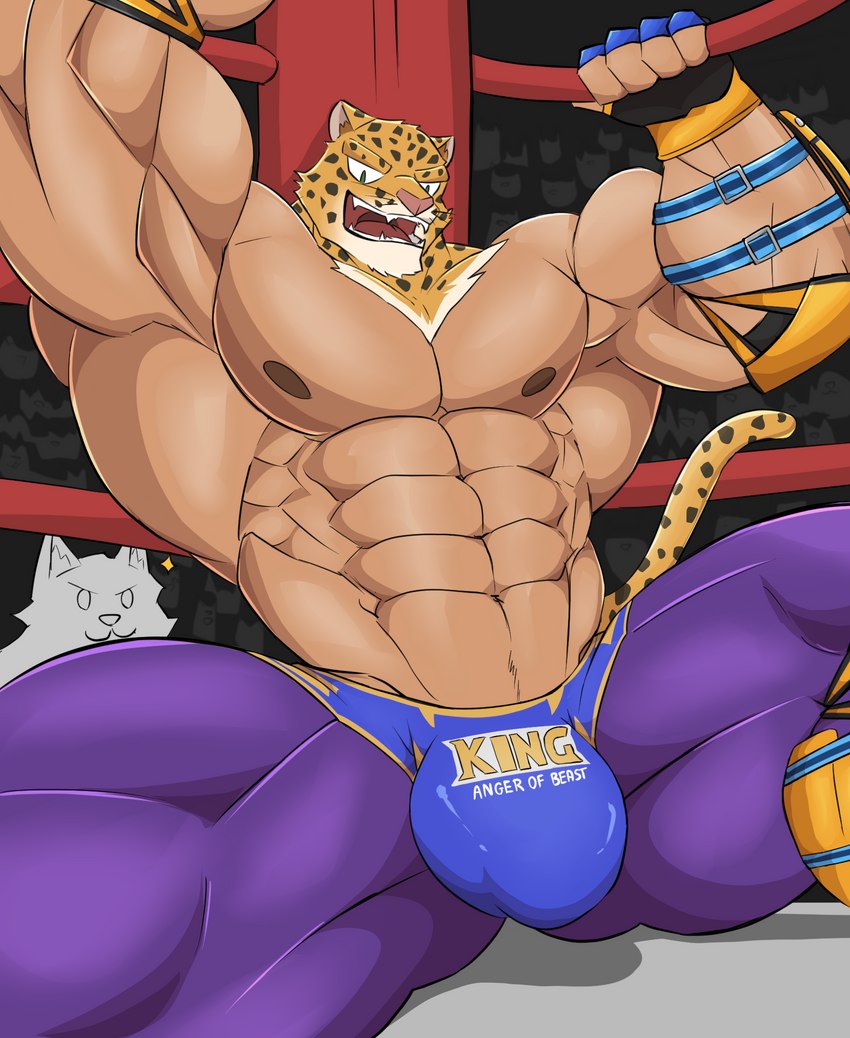 abs barazoku biceps big_butt butt clothed clothing eyebrows fighting_ring for_a_head fur inside luchador male muscular muscular_humanoid muscular_male muscular_thighs navel nipples open_mouth open_smile pecs quads smile solo tail tan_body tan_skin teeth thick_thighs tongue topless whiskers wrestler wolfblack43 tekken tekken_6 king_(tekken) animal_head animal_humanoid felid humanoid jaguar mammal pantherine 2023 digital_media_(artwork) hi_res