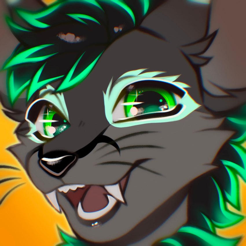 anthro bioluminescence fur glowing green_body green_eyes green_fur grey_body grey_fur looking_at_viewer male solo xbabymoondrop xevian_(xevianlight) rexouium 1:1 icon