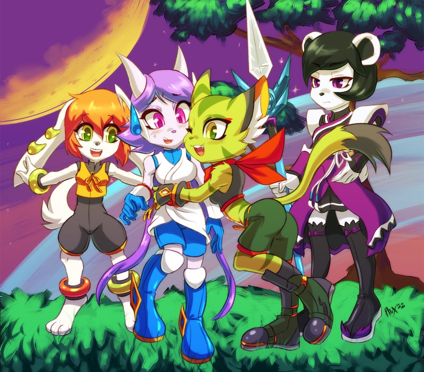 carol tea, milla basset, neera li, and sash lilac (freedom planet and etc) created by whitephox