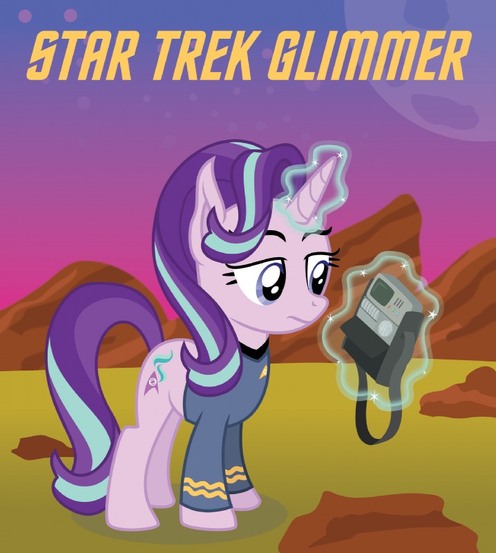 clothed clothing cutie_mark female feral hair horn multicolored_hair solo text two_tone_hair uniform masemj friendship_is_magic hasbro my_little_pony mythology star_trek star_trek_the_original_series spock starlight_glimmer_(mlp) alien alien_humanoid equid equine humanoid mammal mythological_creature mythological_equine unicorn vulcan hi_res