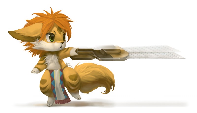 anthro boxcutter fur green_eyes hair holding_object holding_weapon knife male orange_body orange_fur orange_hair simple_background solo tail weapon white_background silverfox5213 canid canine canis domestic_dog mammal 2013