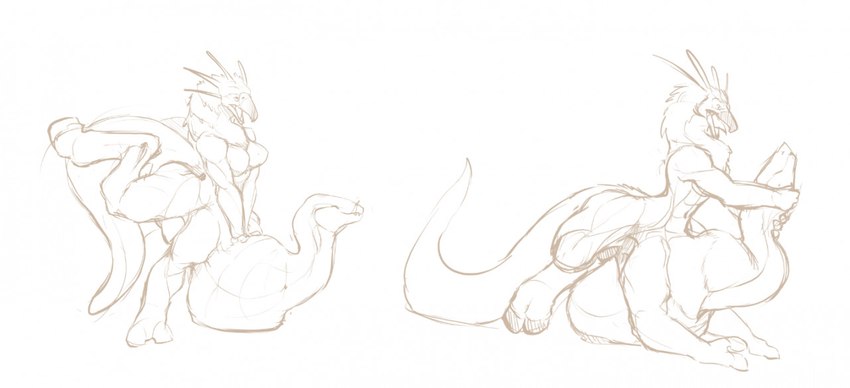 2_heads beak body_takeover breasts clothed clothing female fur growth hooves horn multi_head nude paws solo swallowing topless transformation transformation_sequence uglyshadow avian chimera equid equine mammal monster reptile scalie taur monochrome sequence sketch