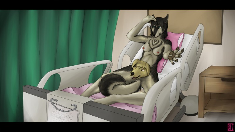 anthro bed breasts conjoined crotch_head curtains duo female furniture hair hospital hospital_bed merging multi_head nipples nude transformation unstableimagination bird_dog canid canine canis domestic_dog golden_retriever hunting_dog husky mammal nordic_sled_dog retriever spitz 16:9 widescreen