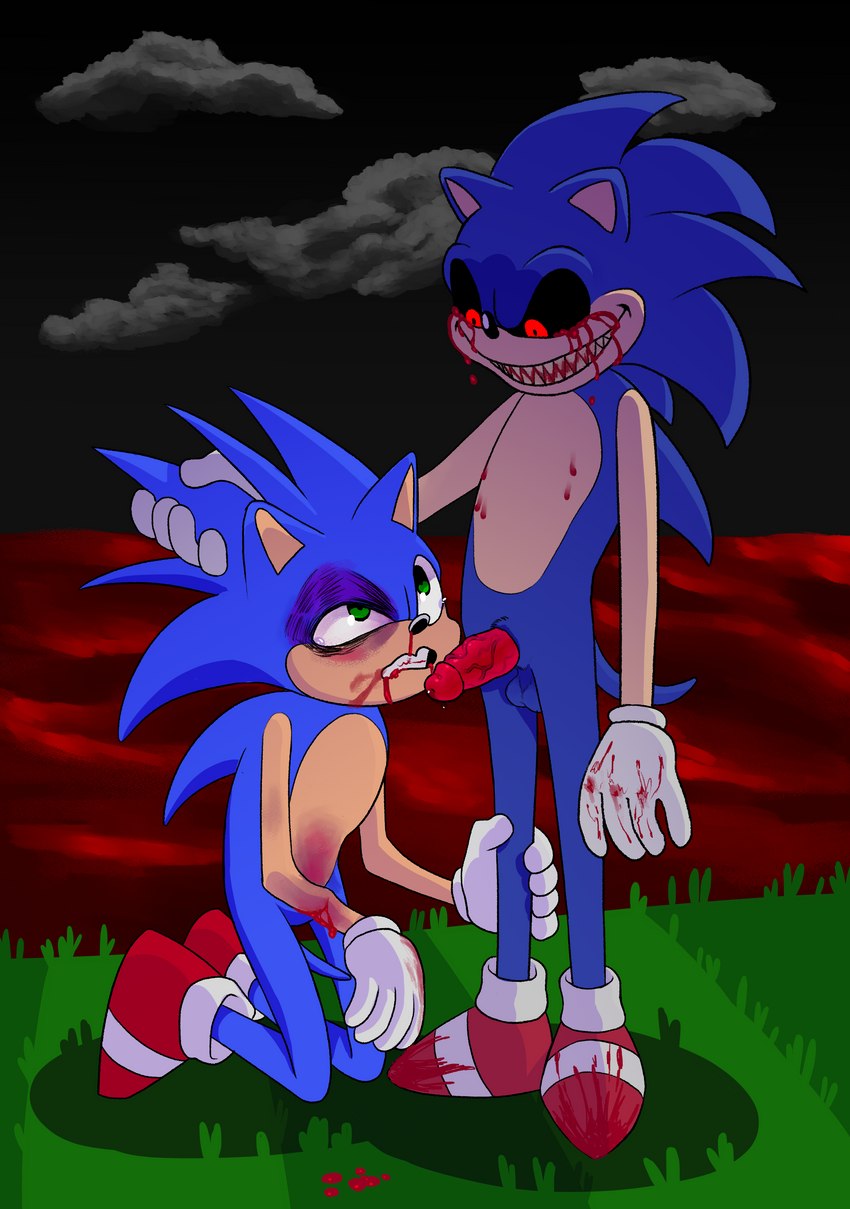 sonic.exe and sonic the hedgehog (sonic the hedgehog (series) and etc) created by breadbitch420